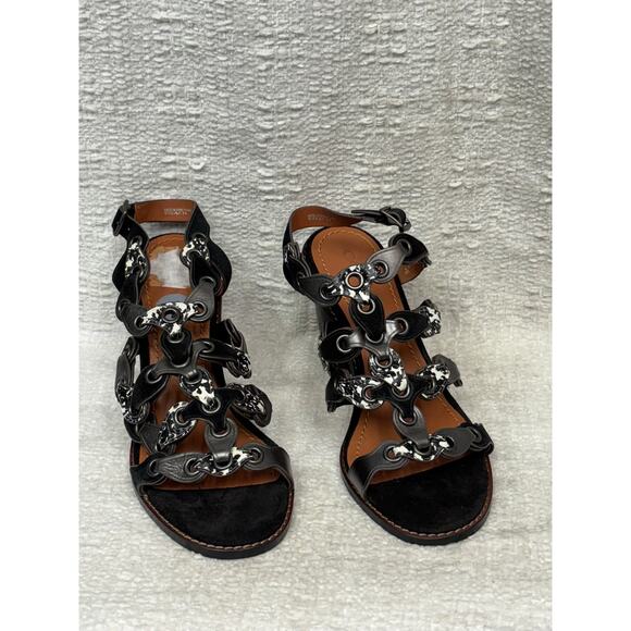 Coach Black Leather Mid Heel Sandals Size 7 #55952 - Picture 1 of 8